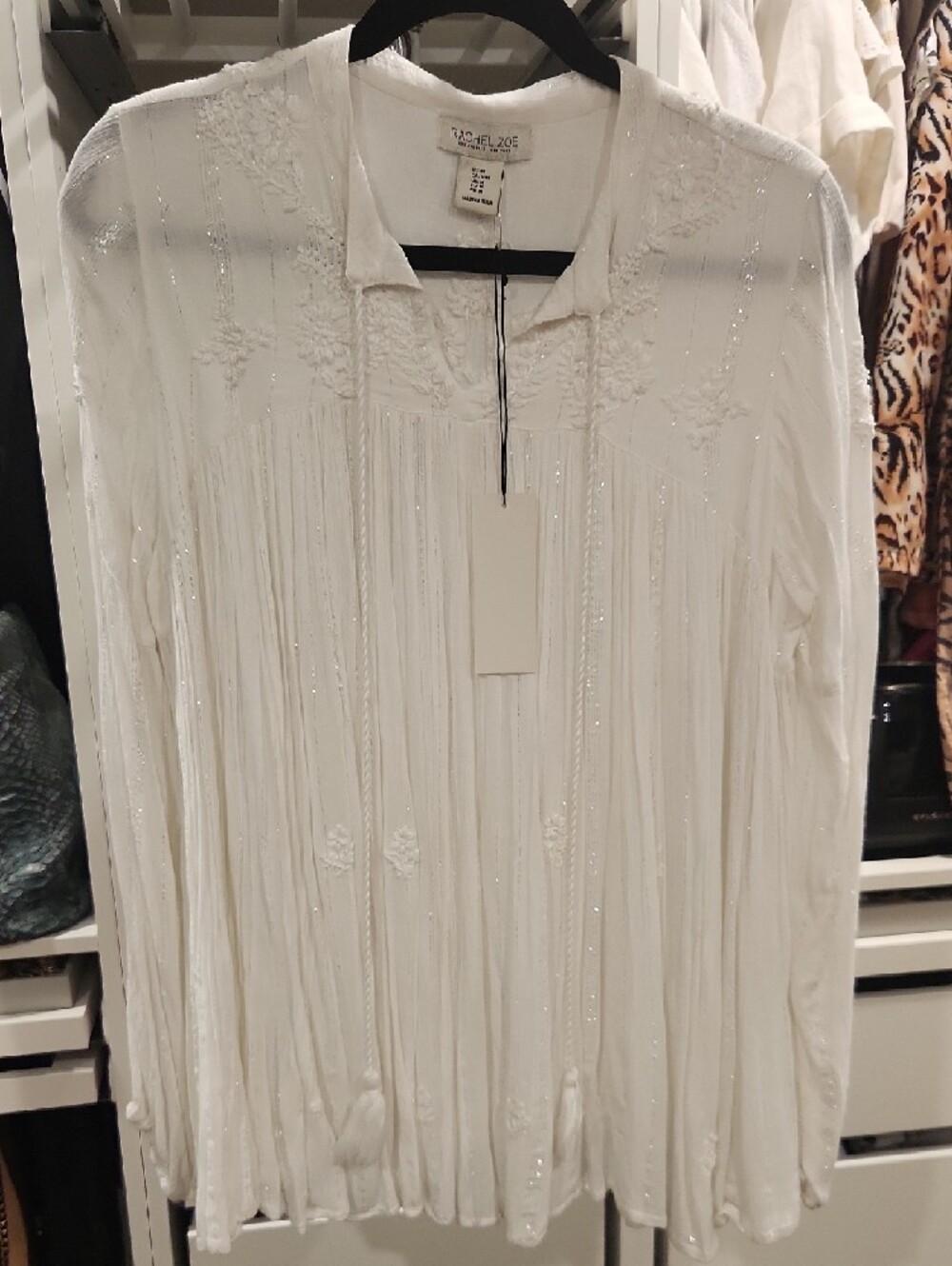 Rachael Zoe White Embroidered Tunic Flowy Top
